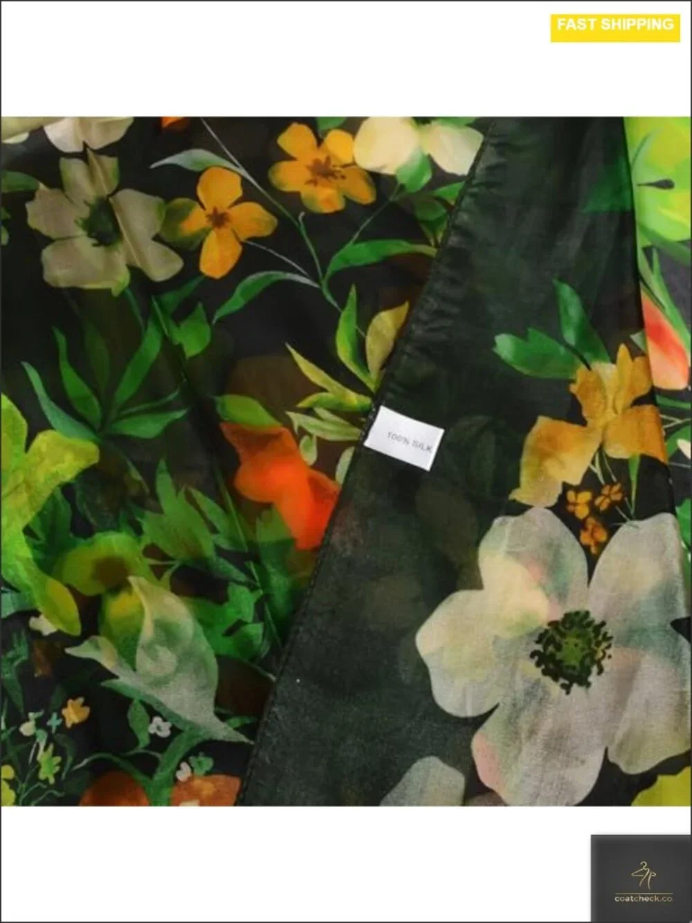 100% Mulberry Silk Scarf Floral Long Shawl Wrap 69x43 Lightweight Soft